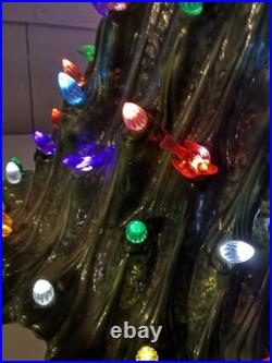 Vtg Ceramic Christmas Lava Style Tree 20 Extra Bulbs No Base Light Read