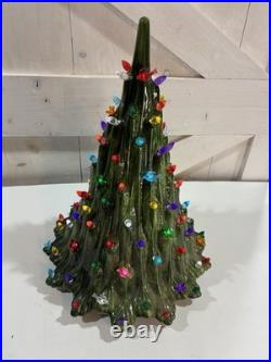 Vtg Ceramic Christmas Lava Style Tree 20 Extra Bulbs No Base Light Read