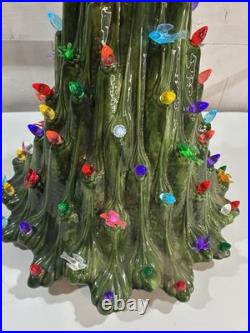 Vtg Ceramic Christmas Lava Style Tree 20 Extra Bulbs No Base Light Read