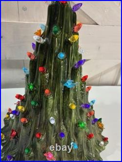 Vtg Ceramic Christmas Lava Style Tree 20 Extra Bulbs No Base Light Read