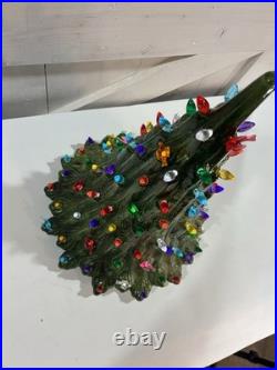 Vtg Ceramic Christmas Lava Style Tree 20 Extra Bulbs No Base Light Read