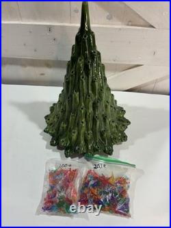 Vtg Ceramic Christmas Lava Style Tree 20 Extra Bulbs No Base Light Read