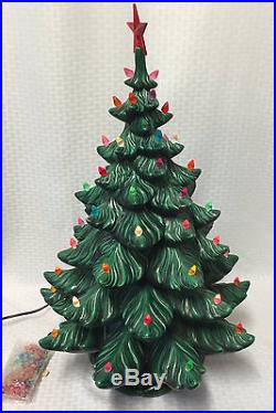 Vtg Ceramic Christmas Tree 24 Large Multi Colored Lights Musical 1974