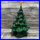 Vtg Ceramic Christmas Tree & Base Green with Multicolored Lights, Birds, Star