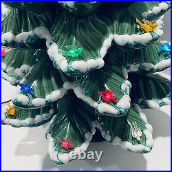 Vtg Ceramic Christmas Tree Multi Color Birds Bulbs Atlantic Mold Large 20