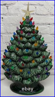 Vtg Ceramic Christmas Tree Slim Flat Mantel Window Sill Byron Molds 14