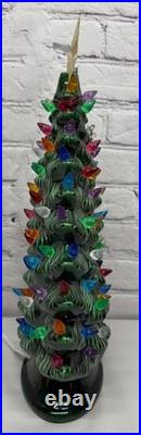 Vtg Ceramic Christmas Tree Slim Flat Mantel Window Sill Byron Molds 14