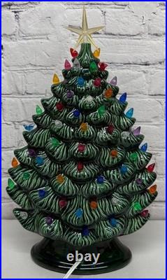 Vtg Ceramic Christmas Tree Slim Flat Mantel Window Sill Byron Molds 14