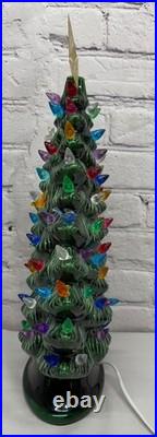 Vtg Ceramic Christmas Tree Slim Flat Mantel Window Sill Byron Molds 14