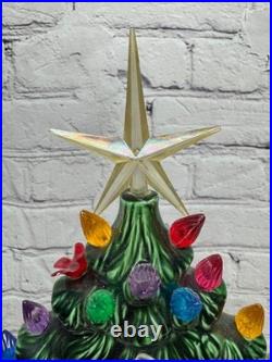 Vtg Ceramic Christmas Tree Slim Flat Mantel Window Sill Byron Molds 14