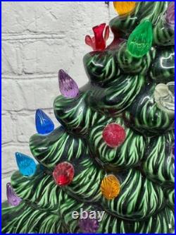 Vtg Ceramic Christmas Tree Slim Flat Mantel Window Sill Byron Molds 14