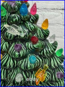 Vtg Ceramic Christmas Tree Slim Flat Mantel Window Sill Byron Molds 14