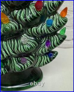 Vtg Ceramic Christmas Tree Slim Flat Mantel Window Sill Byron Molds 14