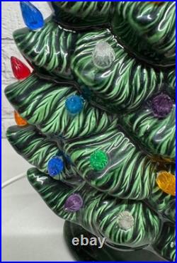 Vtg Ceramic Christmas Tree Slim Flat Mantel Window Sill Byron Molds 14