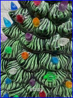 Vtg Ceramic Christmas Tree Slim Flat Mantel Window Sill Byron Molds 14