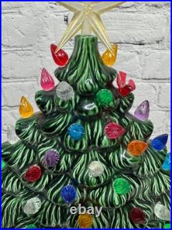 Vtg Ceramic Christmas Tree Slim Flat Mantel Window Sill Byron Molds 14