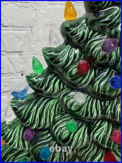 Vtg Ceramic Christmas Tree Slim Flat Mantel Window Sill Byron Molds 14