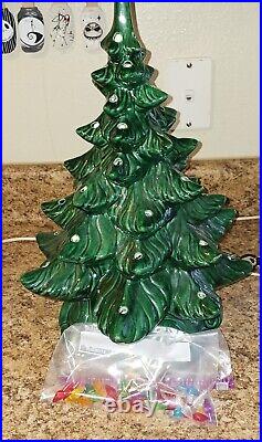 Vtg Ceramic Christmas Tree withStar-Musical Base-Atlantic Mold Co. 19-Multi Color