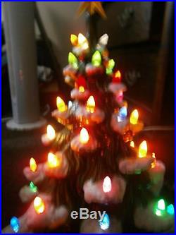 Vtg Ceramic Christmas tree light lamp Atlantic Mold Charming 20 snow capped