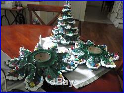 Vtg Ceramic Frosted Christmas Tree with Doves Swans Flowers Light Bulbs 25 WORKS