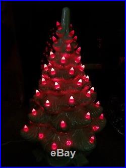 Vtg Ceramic Handmade Iridescent White Valentine's Christmas Tree 17 Lighted Red