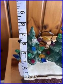 Vtg Ceramic Lighted Christmas Tree Large Double Snow Handmade 1980's RARE Style