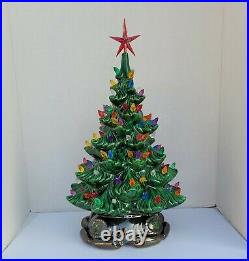 Vtg Ceramic Lighted Christmas Tree & Scroll Base 16 Atlantic Mold 1991 as-is