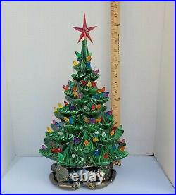 Vtg Ceramic Lighted Christmas Tree & Scroll Base 16 Atlantic Mold 1991 as-is