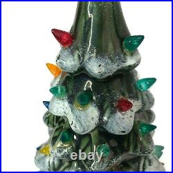 Vtg Ceramic Lighted Green Christmas Tree 17.5 Base Multi Colored Lights Box