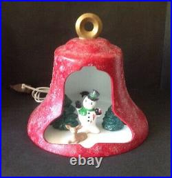 Vtg Ceramic Mold 11 Bell Diorama Light Up Snowman Trees Deer Christmas Decor