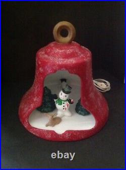Vtg Ceramic Mold 11 Bell Diorama Light Up Snowman Trees Deer Christmas Decor