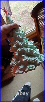 Vtg Ceramic Rare MINT Green Tampa Bay Mantle Christmas Tree 16 Light Up Nice
