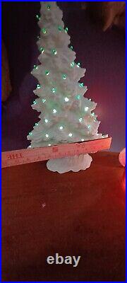 Vtg Ceramic Rare MINT Green Tampa Bay Mantle Christmas Tree 16 Light Up Nice