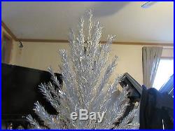 Vtg Christmas Aluminum tree 6 ft Evergleam DELUXE stand 94 branches & wheel