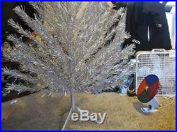 Vtg Christmas Aluminum tree 6 ft Evergleam DELUXE stand 94 branches & wheel