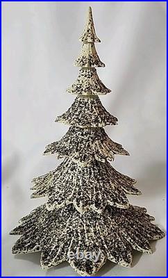 Vtg Christmas Putz Village Trees Hard Plastic Mica Glitter Germany Ges Set Of 4