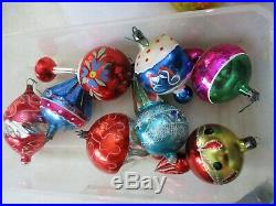 Vtg Christmas Tree Glass Ornaments Shiny Brite Poland USA Mixed lot of over 60
