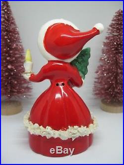Vtg Christmas shopper girl bell Glowing candle tree Norcrest Japan Lefton Angel