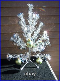 Vtg Collector 2.5 Ft Pretty! Retro Silver Sparkler Aluminum Xmas Tree #406