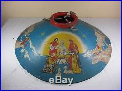 Vtg Coloramic Nativity Scene Lithograph Christmas Tree Stand Formed Metal RARE