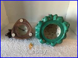 Vtg Cramer Mold 15 Green 2 Pc Ceramic Xmas Tree Lite Triangle Brown Base Star