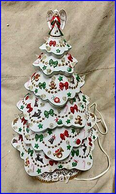 Vtg Danbury Mint White Porcelain Christmas Magic Lighted Ceramic Xmas Tree (A50)