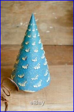 Vtg ECONOLITE Roto-Vue Blue Paper Christmas Tree Motion Lamp withBox WORKS