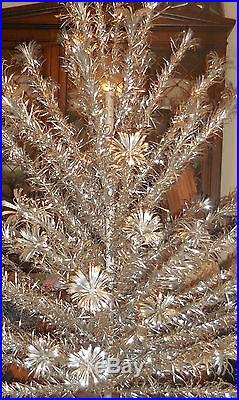 Vtg EVERGLEAM 6 Ft Aluminum Christmas Tree POM POM Branches Tri-Pod Stand