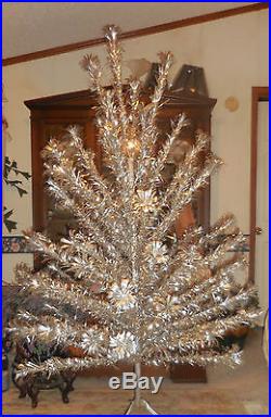 Vtg EVERGLEAM 6 Ft POM POM Aluminum Christmas Tree FULL POM POM Branches