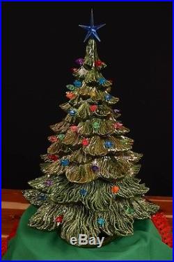 Vtg EVERGREEN RIDGES gorgeous NOS 23 60+ bulb CERAMIC CHRISTMAS TREE 4 PC