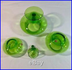 Vtg Empoli Italy Green Christmas Tree Stacking Glass Candy Dish 12 w Stickers