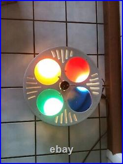 Vtg Evergleam Tri-lite Music Electric Revolving Color Wheel Aluminum Tree Stand