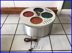 Vtg Evergleam Tri-lite Music Electric Revolving Color Wheel Aluminum Tree Stand