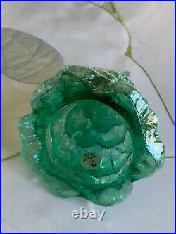 Vtg Fenton Iridescent Sea Mist Green Art Glass Xmas Tree Figurine Set Of 3 Qvc